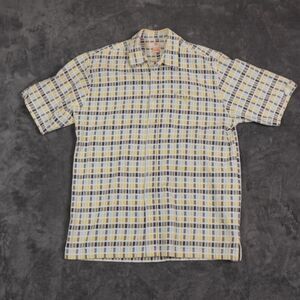 SouthPole Shirt Men Large Yellow Brown Windowpane Button Up Plaid Hip Hop‎ Skate